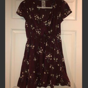 Burgundy Floral Mini Dress